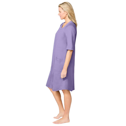 Flat-lay of Soft Iris French Terry Robe on neutral background