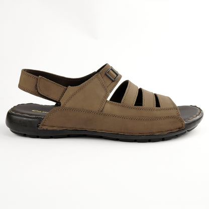 Soft brown nubuck leather fisherman-style comfort sandal for plus-size men – PlusSize.pk