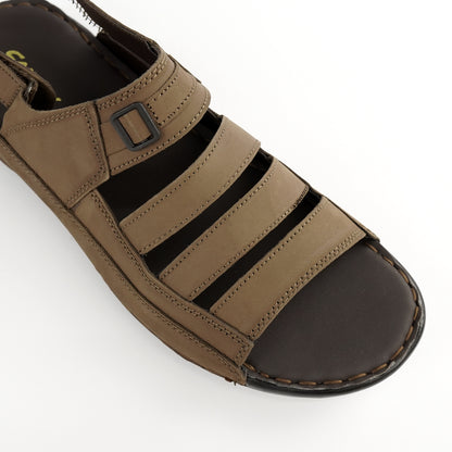 Soft brown nubuck leather fisherman-style comfort sandal for plus-size men – PlusSize.pk