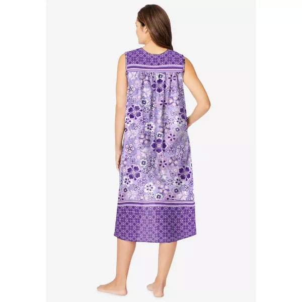 Soft Iris Pansy Sleeveless Print Lounger PSW-8270