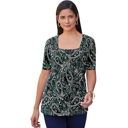 Garden Paisley Square Neck Tee PSW-6522