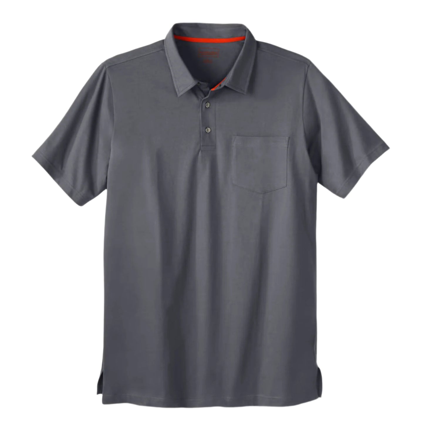 Steel grey heavyweight jersey polo shirt with chest pocket and extended length for Big & Tall
