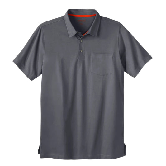 Steel grey heavyweight jersey polo shirt with chest pocket and extended length for Big & Tall