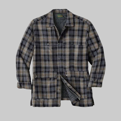Steel plaid renegade shirt zipper jacket for men in Pakistan – front view