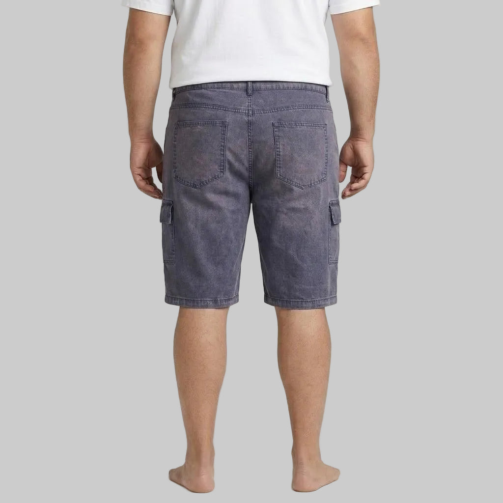 Men's Stone Brown twill cotton cargo shorts with utility flap pockets, button closure, regular fit, durable fabric, and casual everyday style.