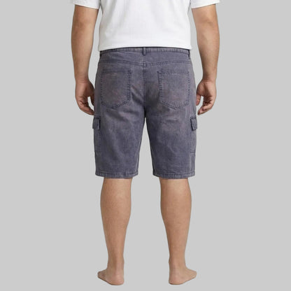 Men's Stone Brown twill cotton cargo shorts with utility flap pockets, button closure, regular fit, durable fabric, and casual everyday style.