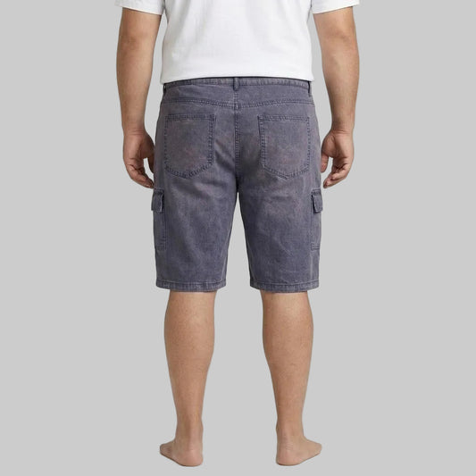 Men's Stone Brown twill cotton cargo shorts with utility flap pockets, button closure, regular fit, durable fabric, and casual everyday style.