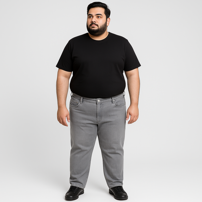 Stone Grey Plus Size Classic Straight-Leg Jeans PSM-9336