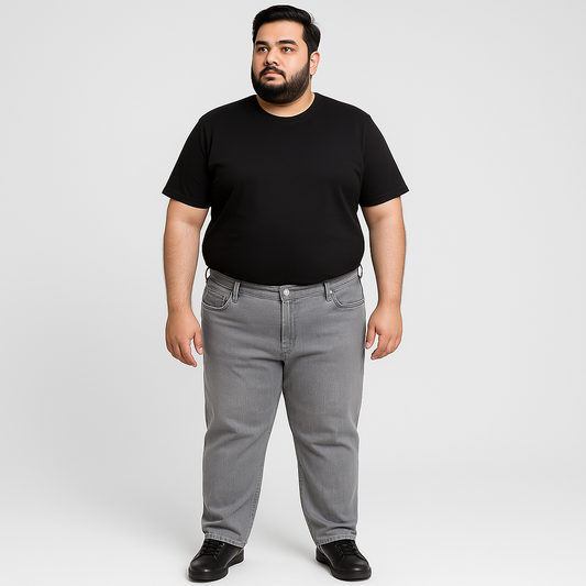 Stone Grey Plus Size Classic Straight-Leg Jeans PSM-9336