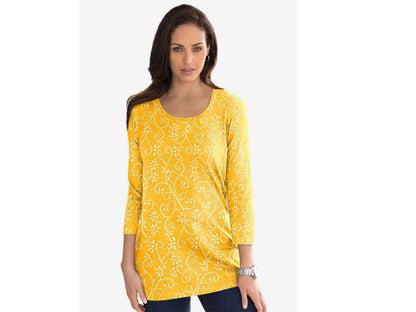 Yellow Floral Square Neck T-Shirt PSW-6516