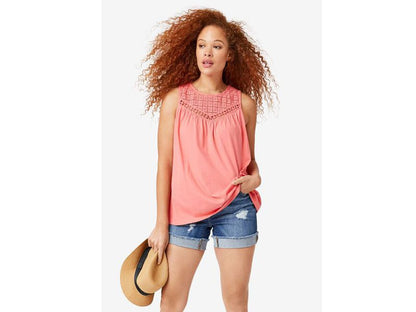 Sweet Coral Crochet Lace Tank PSW-7075