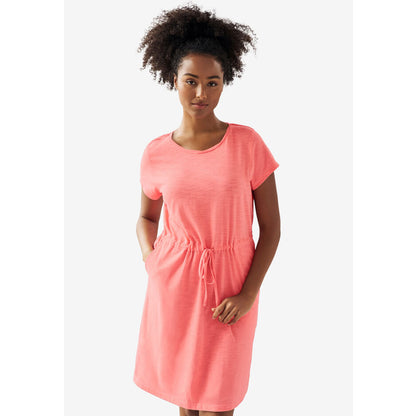 Sweet Coral Knit Drawstring Dress PSW-8484