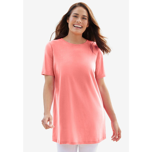 Sweet Coral Perfect Short-Sleeve Crewneck Tee PSW-8593