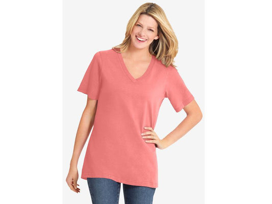 Sweet Coral Perfect Short-Sleeve V-Neck T-Shirt PSW-7267