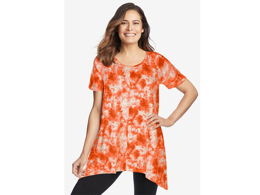 Sweet Coral Tie Dye Sharkbite Trapeze Tunic PSW-6647