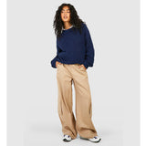 Taupe Relaxed Fit Twill Cargo Wide Leg Trousers PSW-8192B