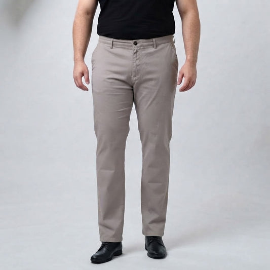 Taupe Cotton Chino Pants made from slightly stretchable cotton fabric.