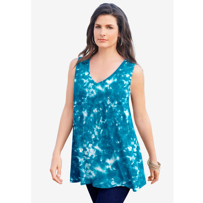 Teal Acid Tie Dye Swing Ultimate Tunic Tank PSW-7965