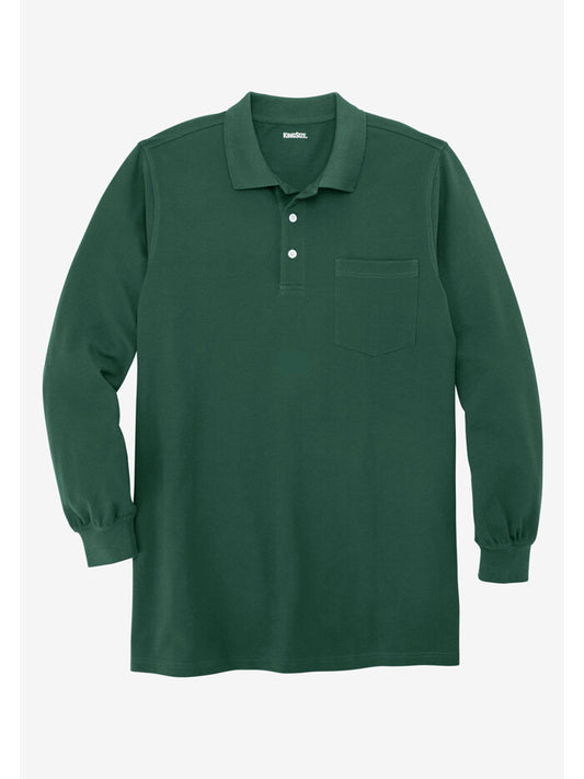 Heather Teal Green Big & Tall Long Sleeve Polo Shirt PSM-9011