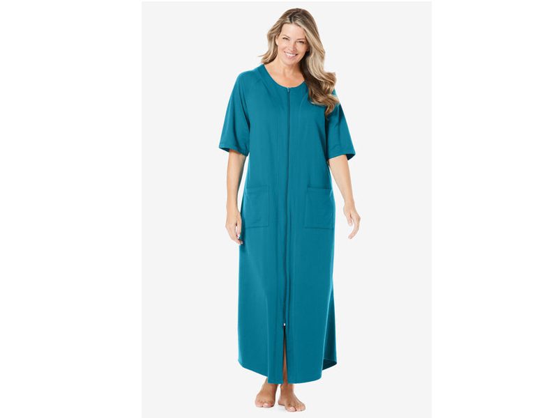 Random Color Long French Terry Zip-Front Robe PSW-6405