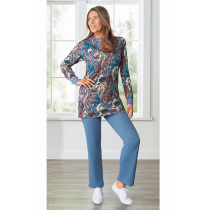 Teal Paisley Fleece Henley Pajama Set PSW-8728