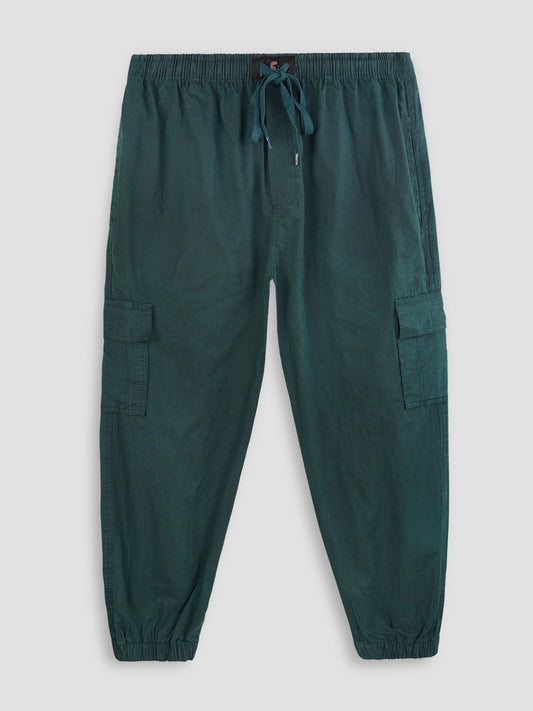 Teal Plus-Size Cargo Cotton Joggers PSM-8811