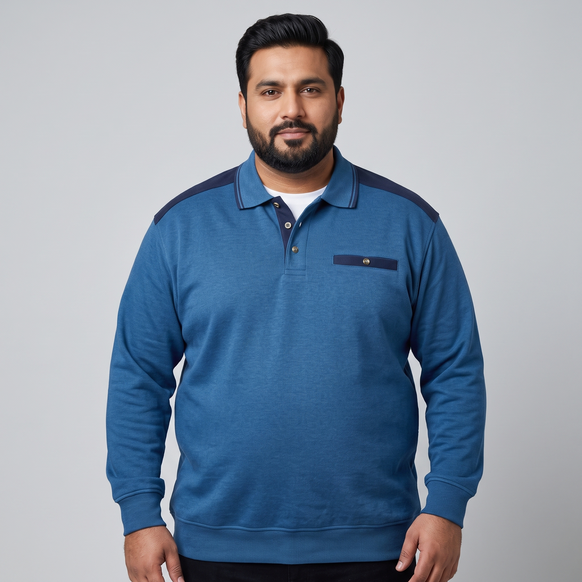 Teal Big Size Collar Sweatshirt PSM-4268