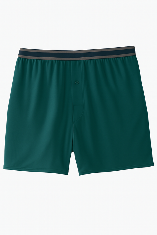 Teal Button-Fly Performance Boxer Shorts – Moisture-Wicking Men's Underwear