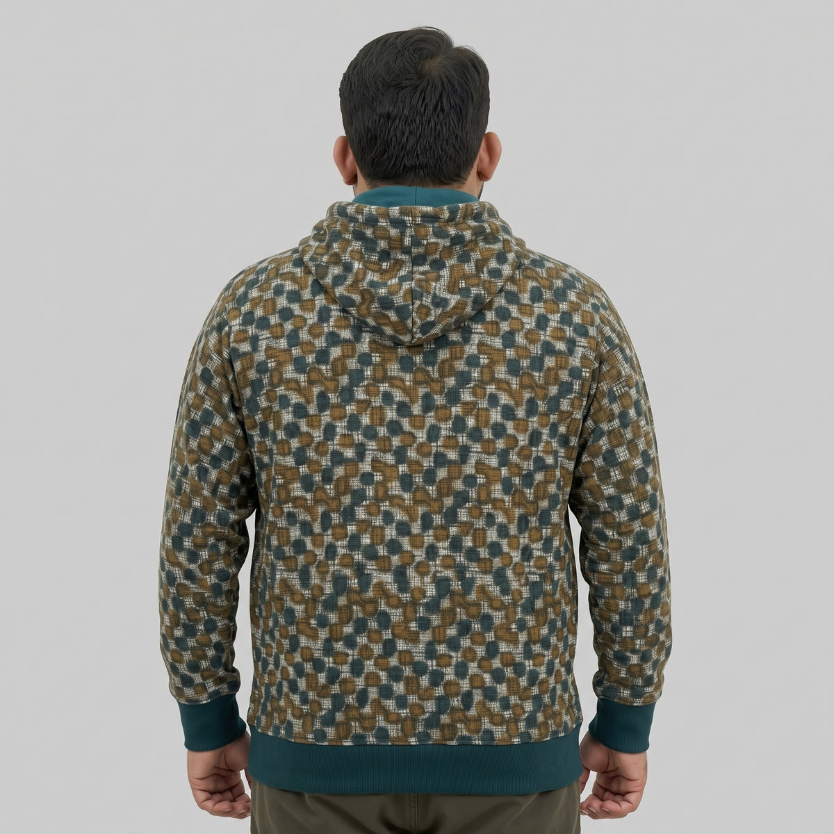 Teal Green Trim Fleece Pullover Hoodie for Men – Soft Fleece Fabric