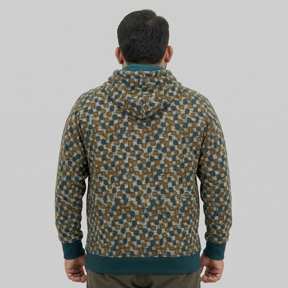 Teal Green Trim Fleece Pullover Hoodie for Men – Soft Fleece Fabric