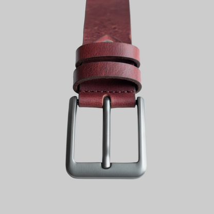 Textured Burgundy Classic Plus Size Leather Belt PSM-10291