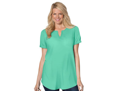 Plus Size Women Short Sleeve Notch Neck T-Shirt PSW-4649