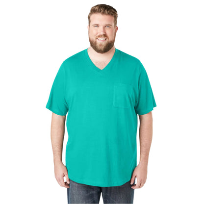 Tidal green V-neck T-shirt with chest pocket and relaxed Big & Tall fit

