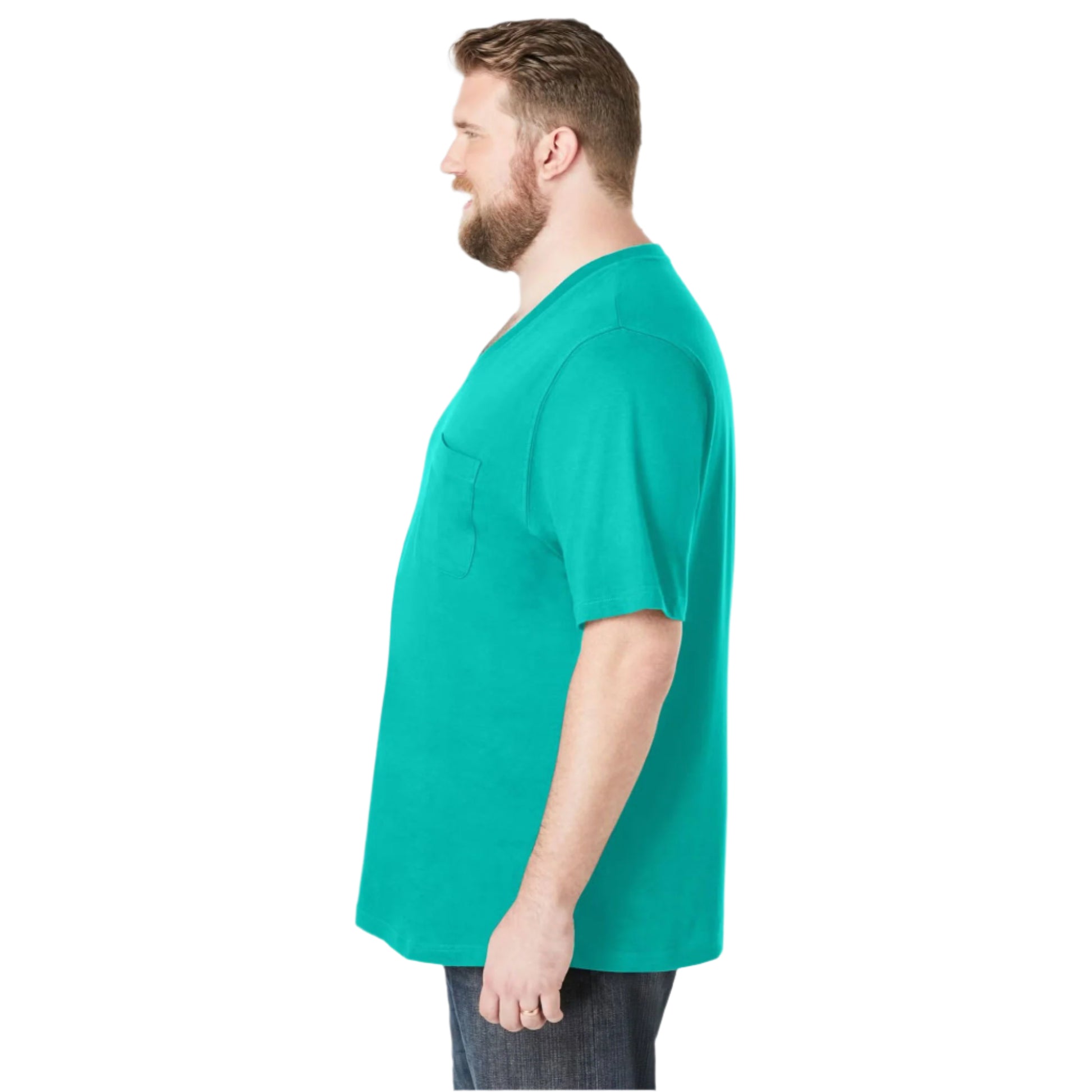 Tidal green V-neck T-shirt with chest pocket and relaxed Big & Tall fit

