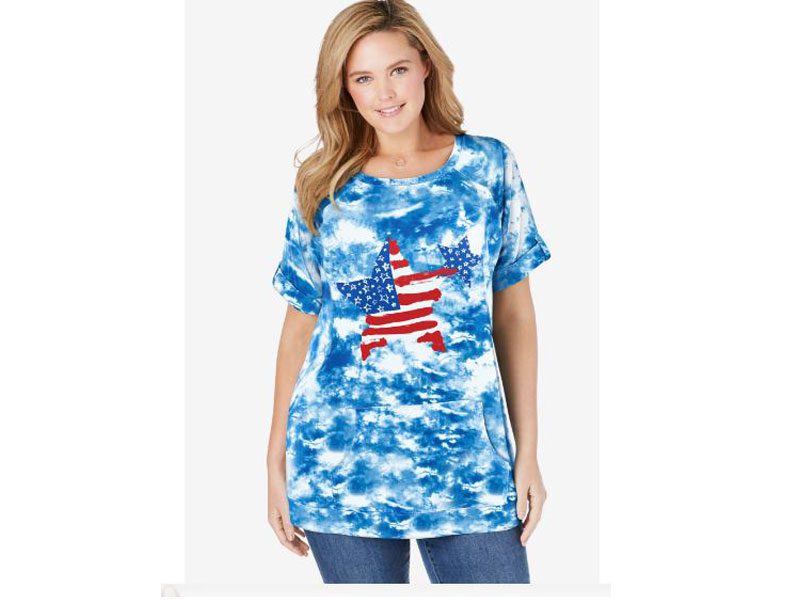 Tie Dye Plus Size Women Kangaroo Pocket T-Shirt PSW-4939