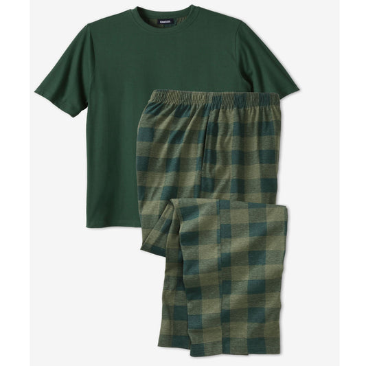 Tonal Green Plaid Jersey Knit Pajama SetPSM-8962