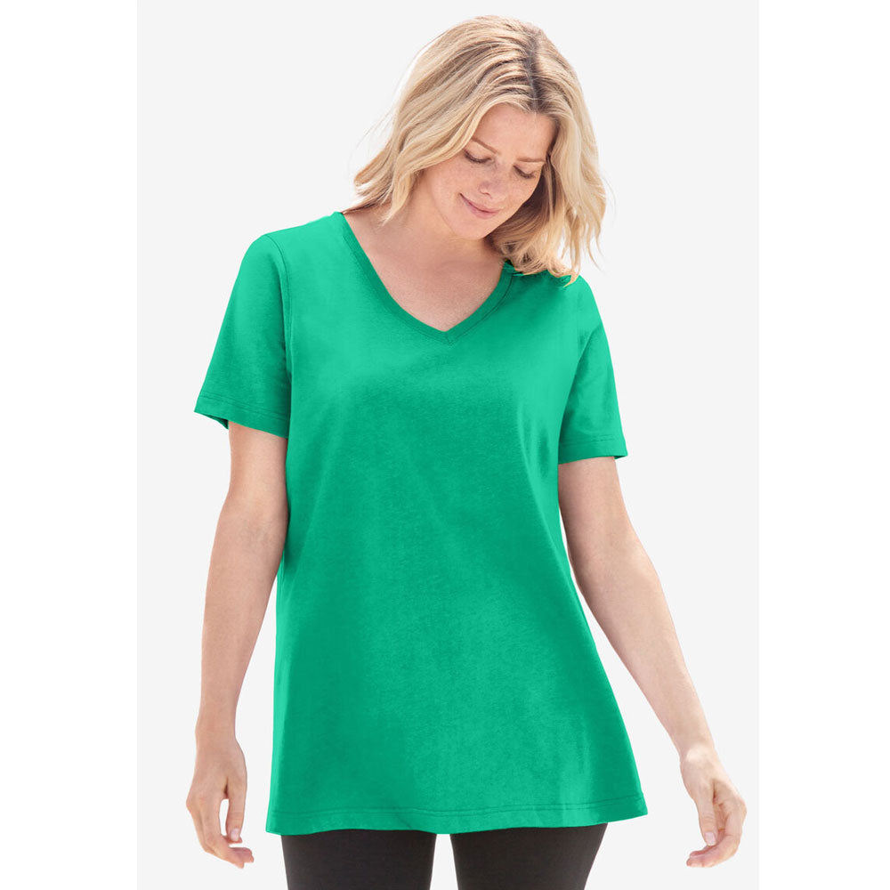 Tropical Emerald Perfect Short-Sleeve V-Neck Tee PSW-7909