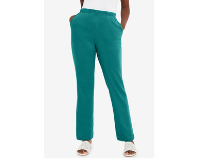 Tropical Teal Straight Leg Knit Pant PSW-6549