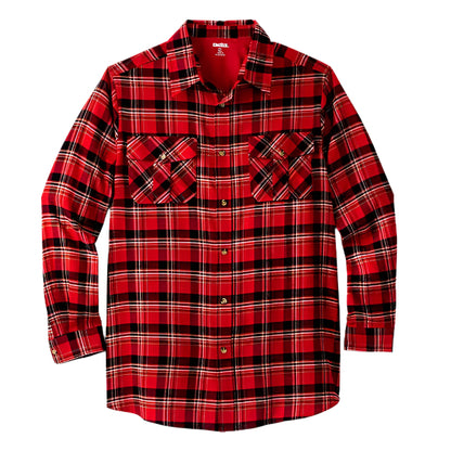 True red plaid flannel shirt with button chest pockets and classic collar in Big & Tall size