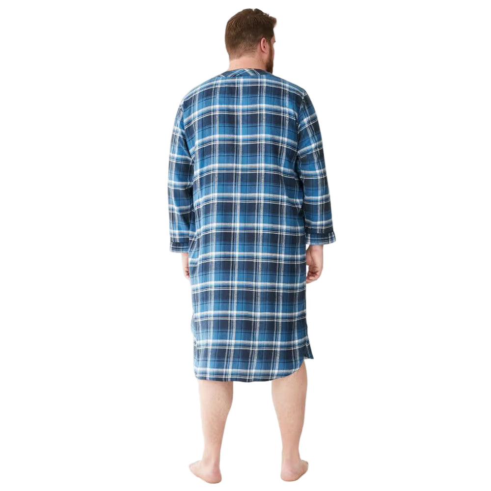 Flat-lay of Twilight Plaid Flannel Nightshirt on neutral background