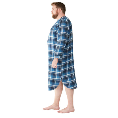 Flat-lay of Twilight Plaid Flannel Nightshirt on neutral background