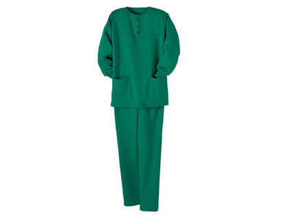 Green Fleece Henley Pajama Set PSW-5079