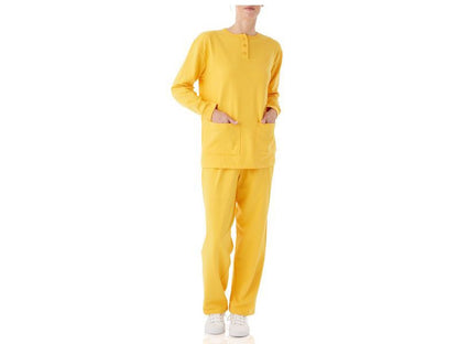 Yellow Fleece Henley Pajama Set PSW-5075