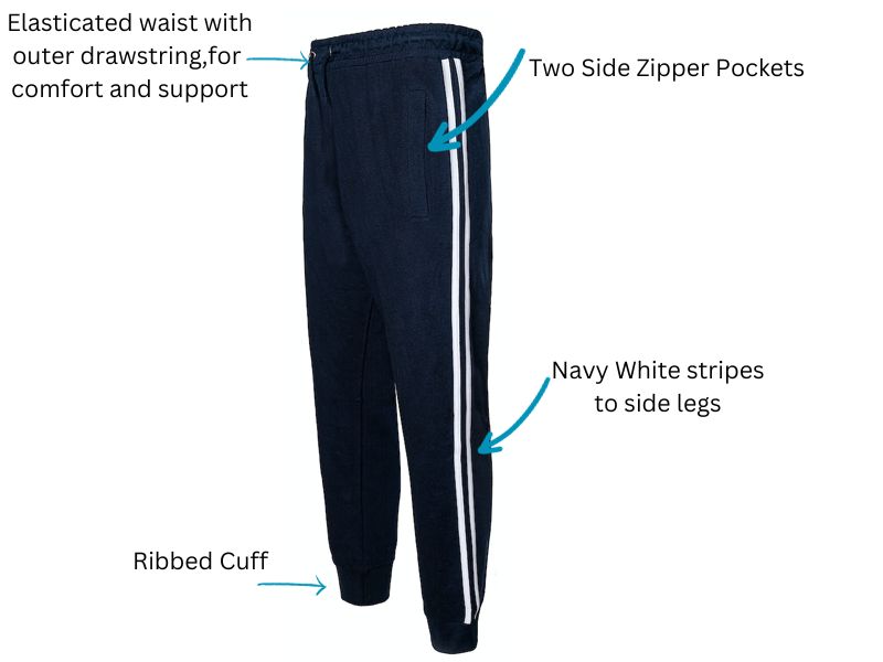 Stripe Fleece Big Size Zipper Pocket Jogger PSM-7517