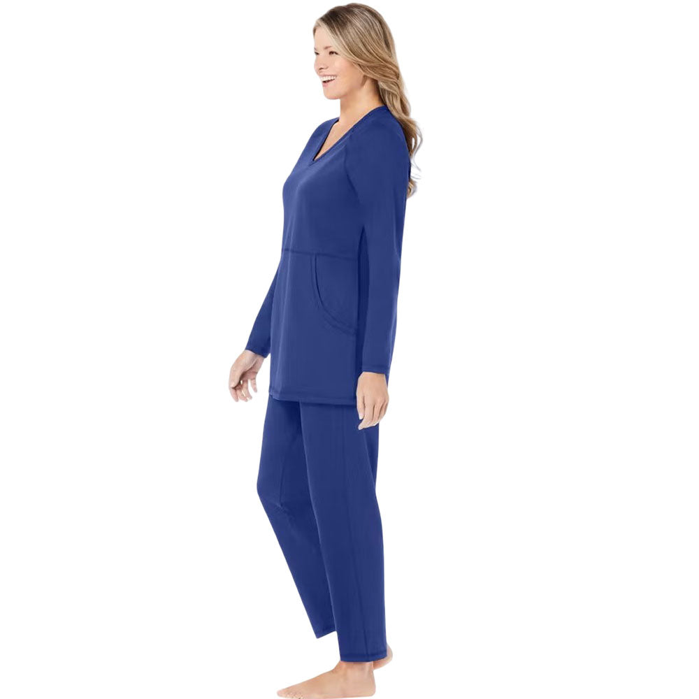 Ultra Blue Plus Size Women 2-Piece Lounge Set – Relaxed Cotton Comfort