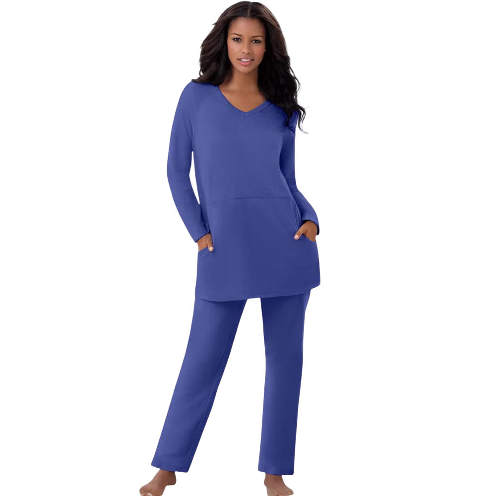 Ultra Blue Plus Size Women 2-Piece Lounge Set – Relaxed Cotton Comfort