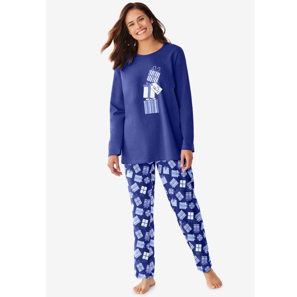 Ultra Blue Presents Long Sleeve Knit PJ Set PSW-7622