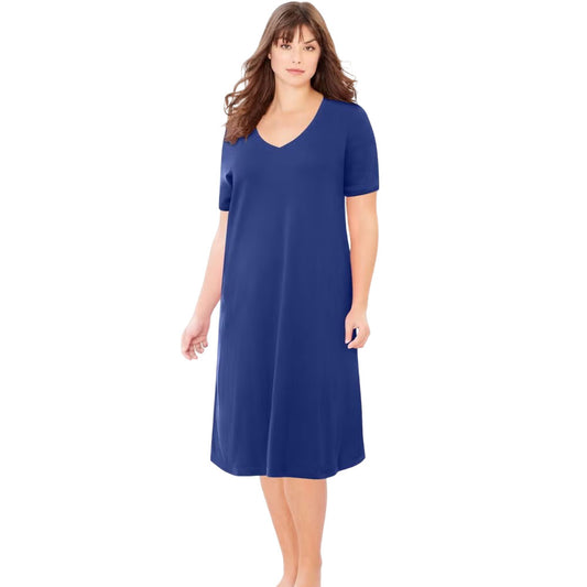 Ultra Blue Short Print Sleepshirt for Plus Size Women – Relaxed Fit