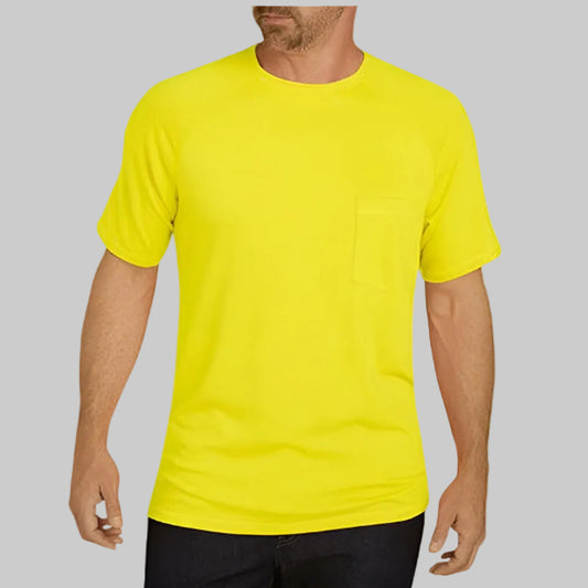 Yellow Big Size Pocket CrewNeck T-Shirt PSM-4410