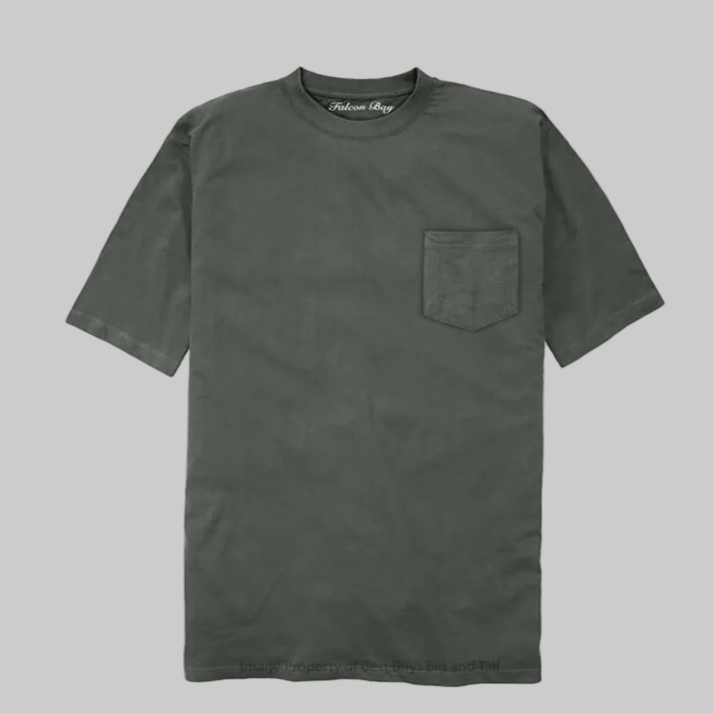 Charcoal Big & Tall Cotton Pocket Plus Size B Grade T-Shirt PSM-9247B